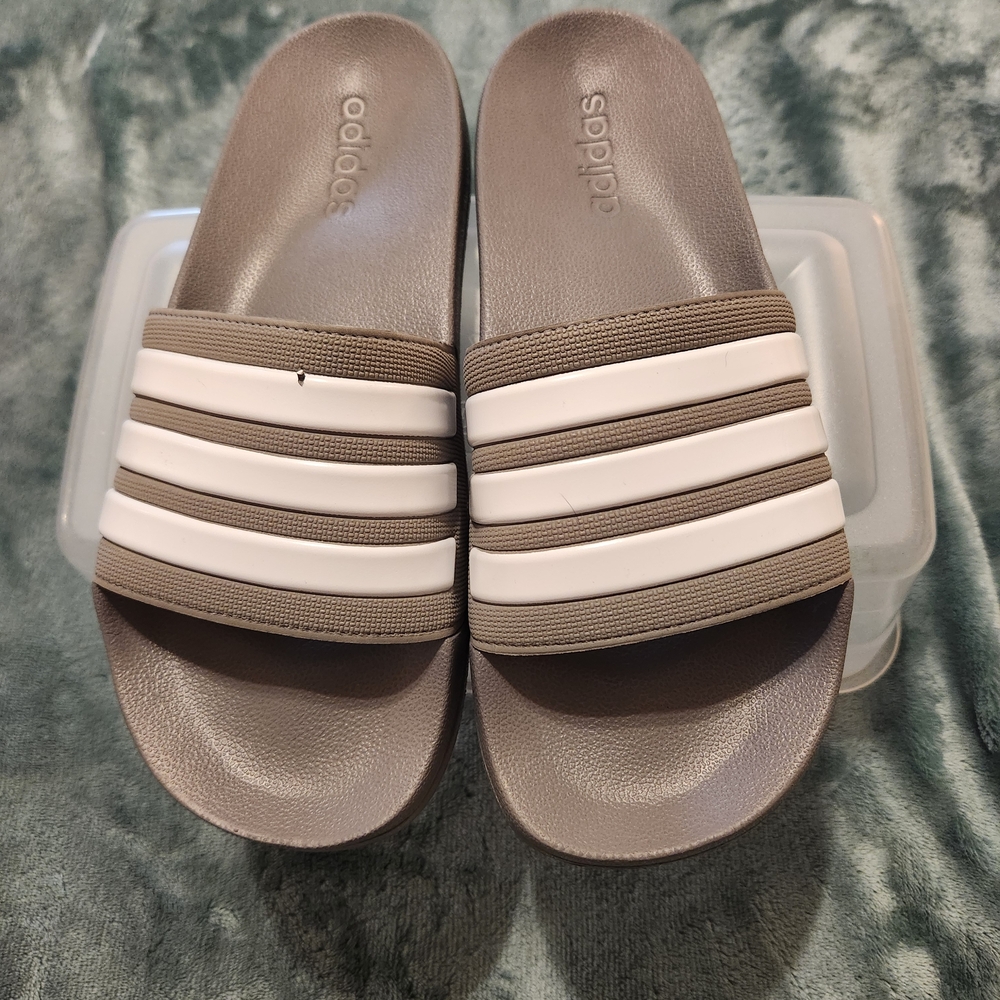 Adidas Grey and White Sandals Casual Comfort - Mens